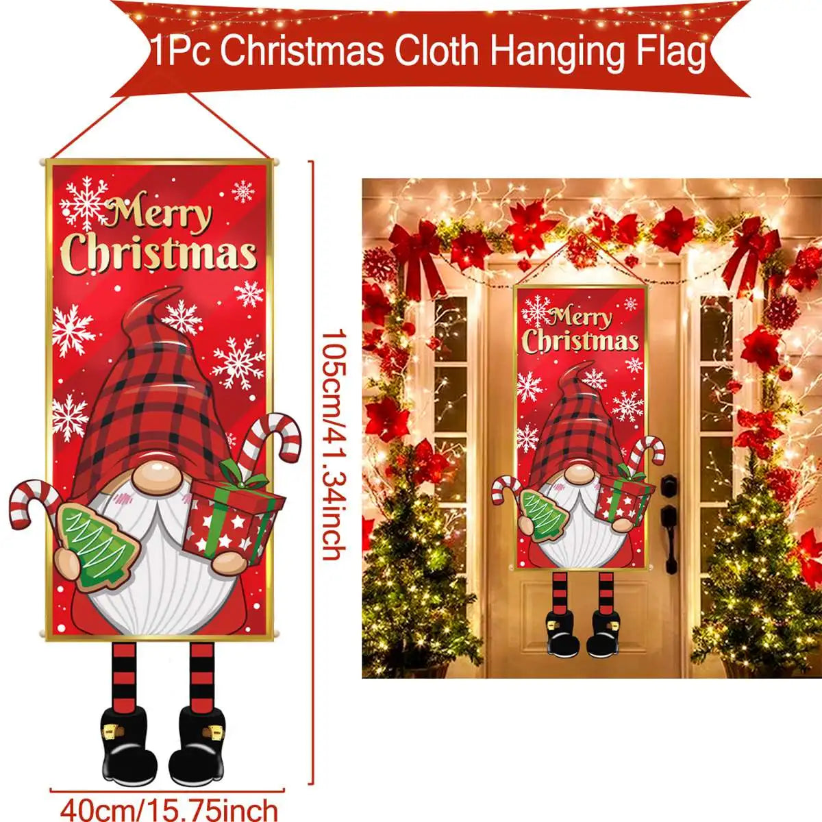 Festive Christmas Hanging Flag Banner for Home - Image 35