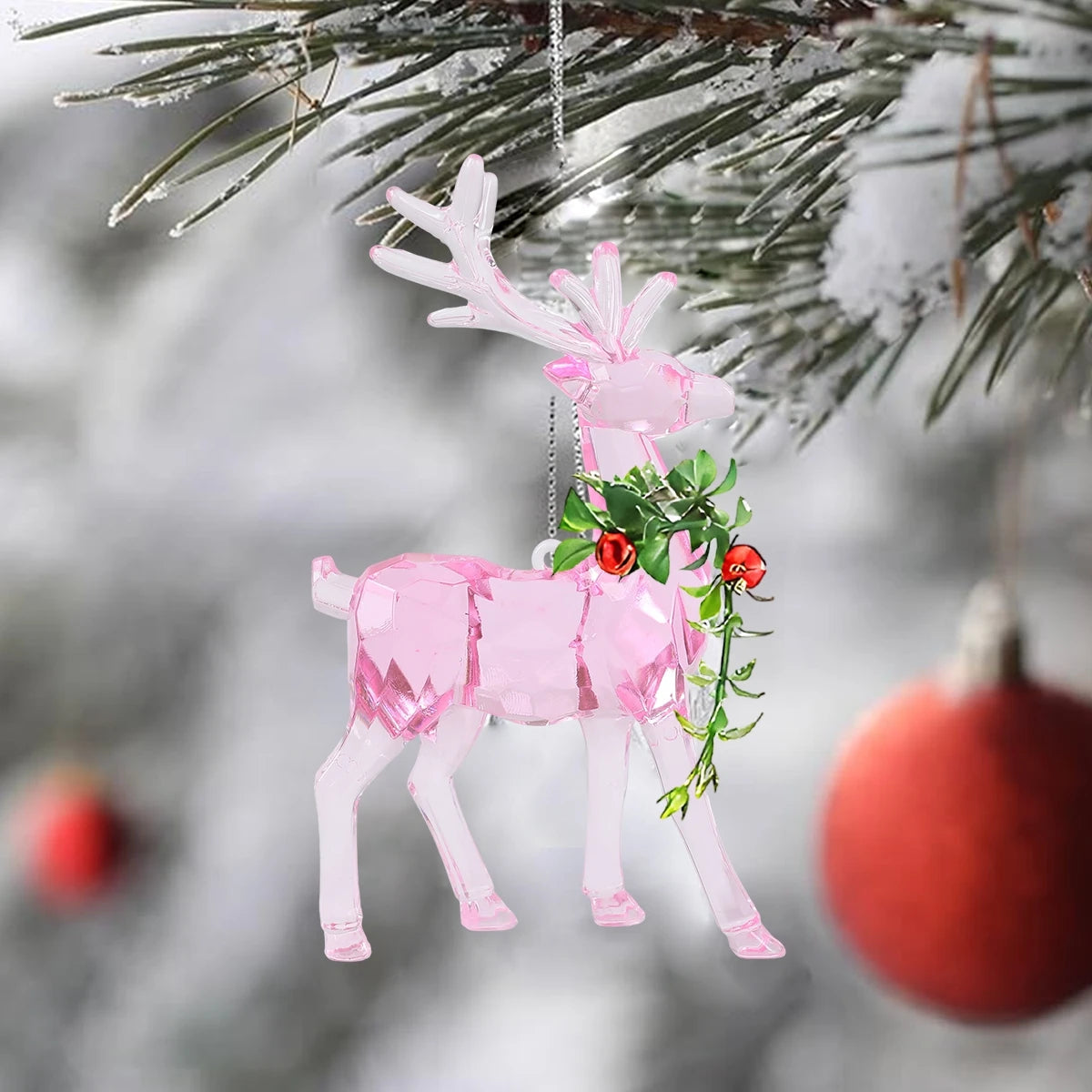 Festive Acrylic Elk Reindeer Ornament for Christmas - Image 25