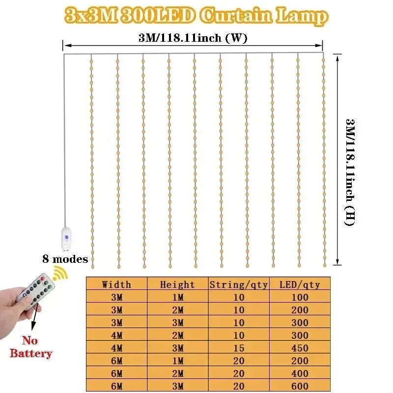 Charming USB Curtain LED Fairy Lights for Christmas - Image 30
