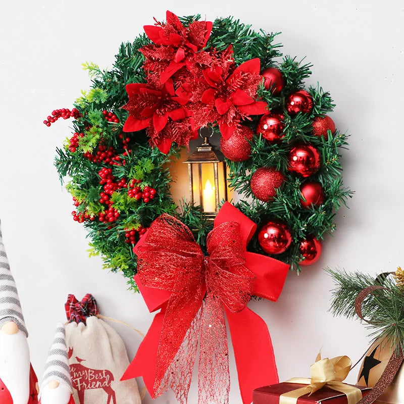 Festive Red and Gold Christmas Wreath for Doors - Image 5