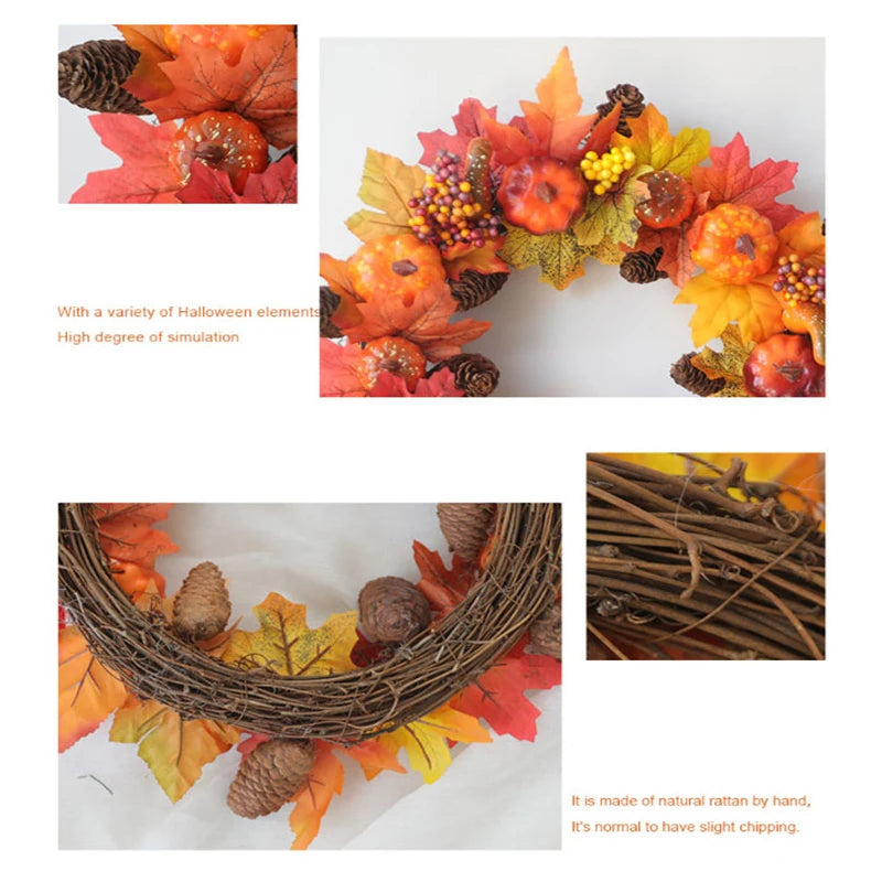 Festive Autumn Door Wreath with Pumpkins & Berries - Image 14