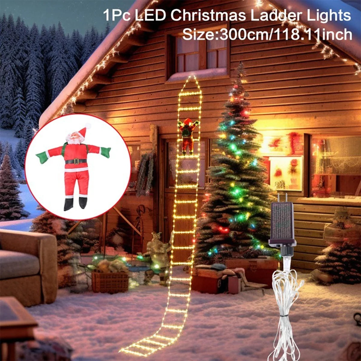 Santa Claus Climbing Ladder LED Christmas Light - Image 12
