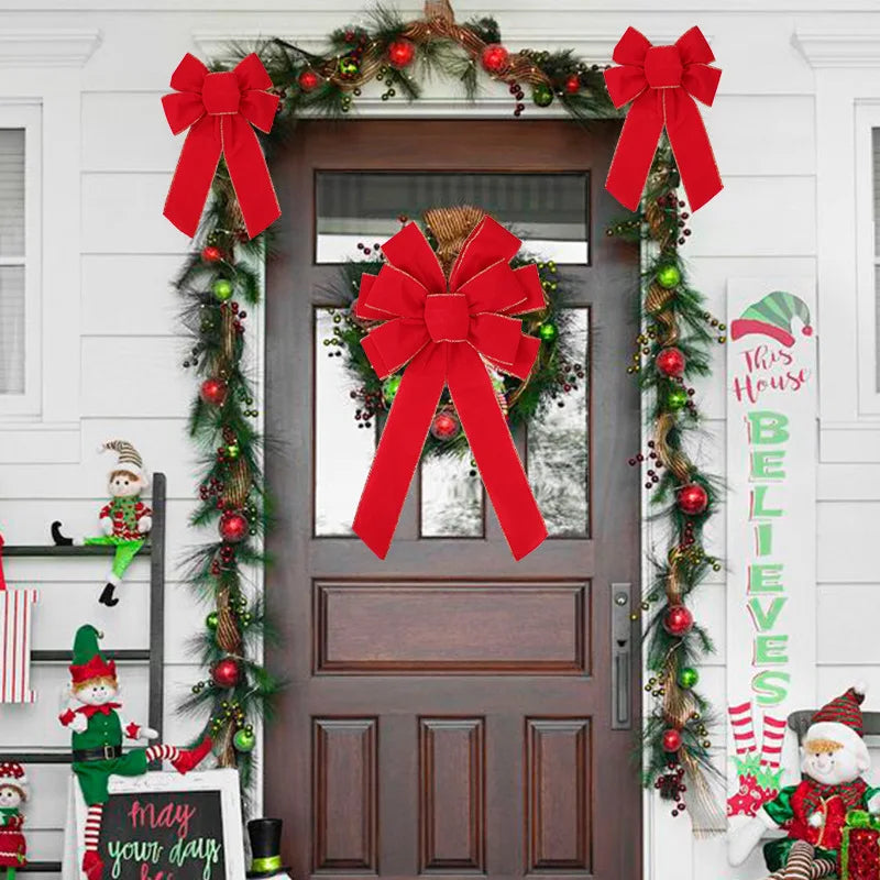 Festive Velvet Bow Tree Topper for Christmas - Image 10
