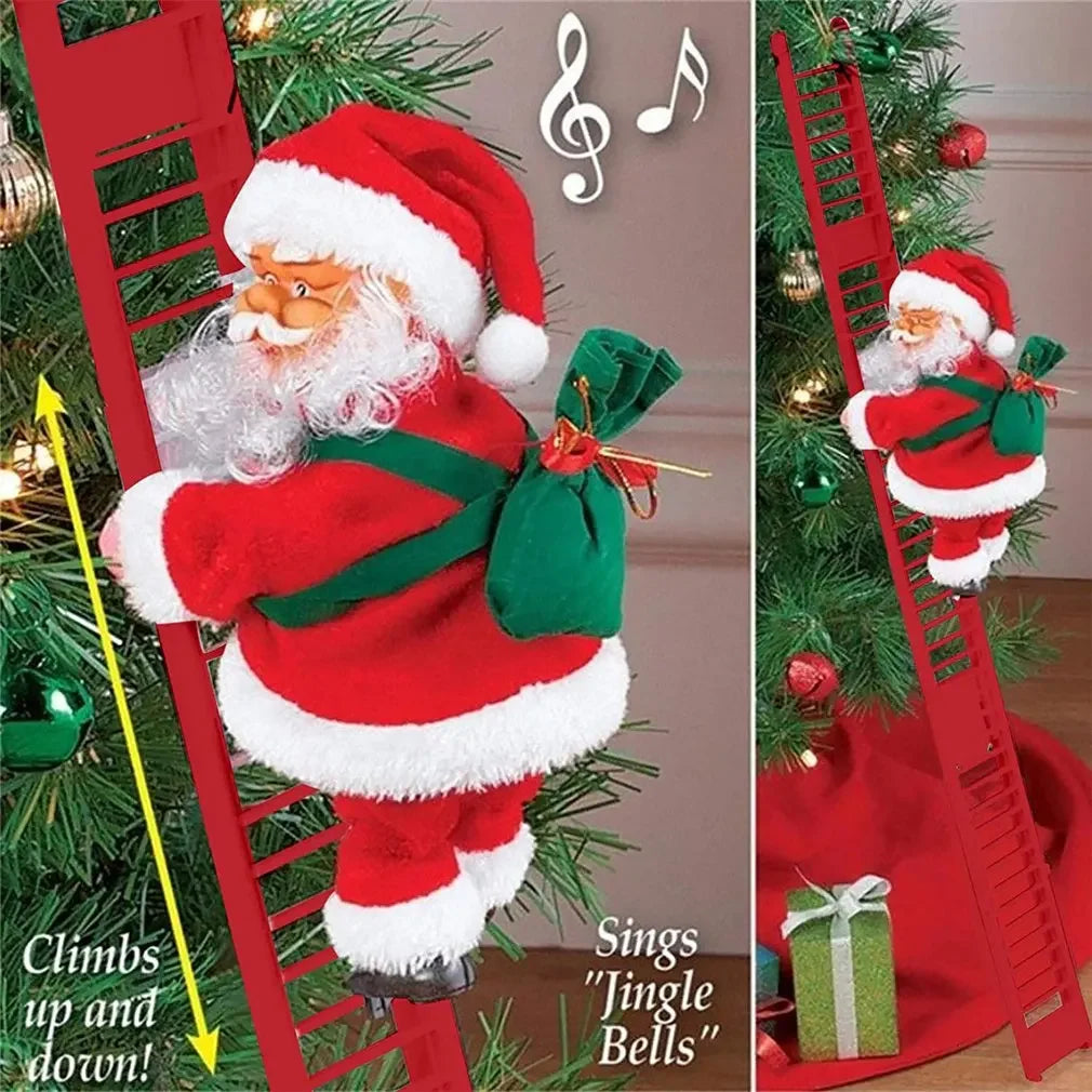 Santa Claus Musical Climbing Ladder Christmas Ornament - Image 15