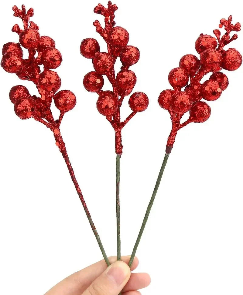 Glittering Red Berry Branches for Festive Decor - Image 16