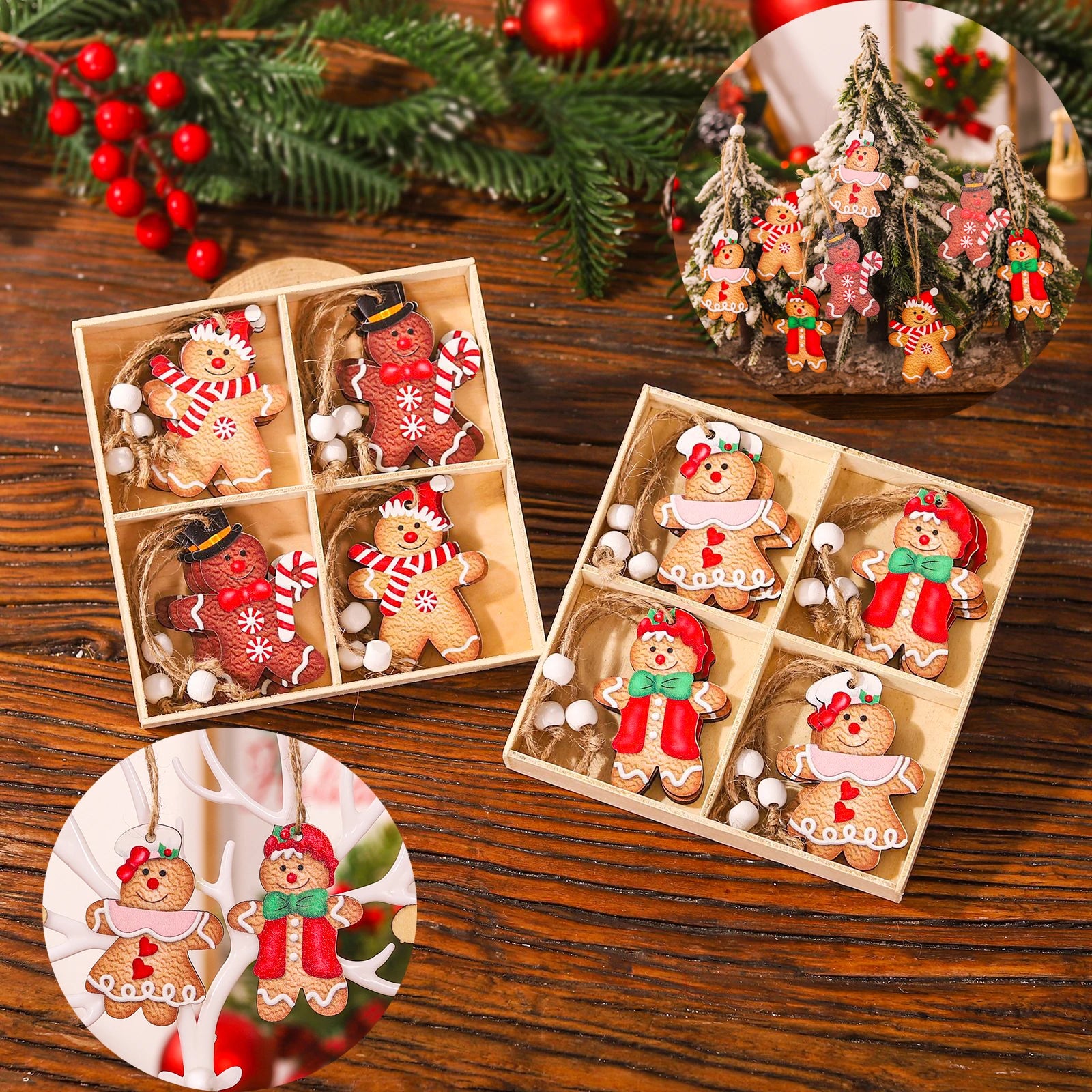 12pcs Cartoon Gingerbread Man Tree Ornaments - Image 3