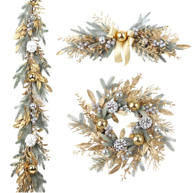 Golden Rattan Christmas Wreath for Festive Decor - Image 12