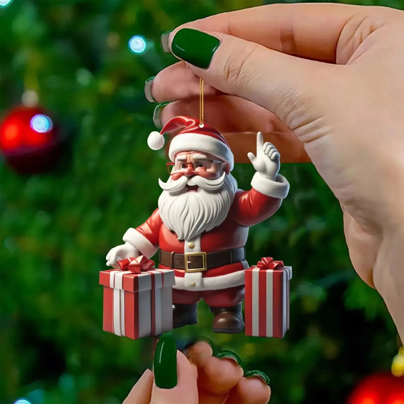 Charming Christmas Acrylic Santa & Snowman Ornaments - Image 7