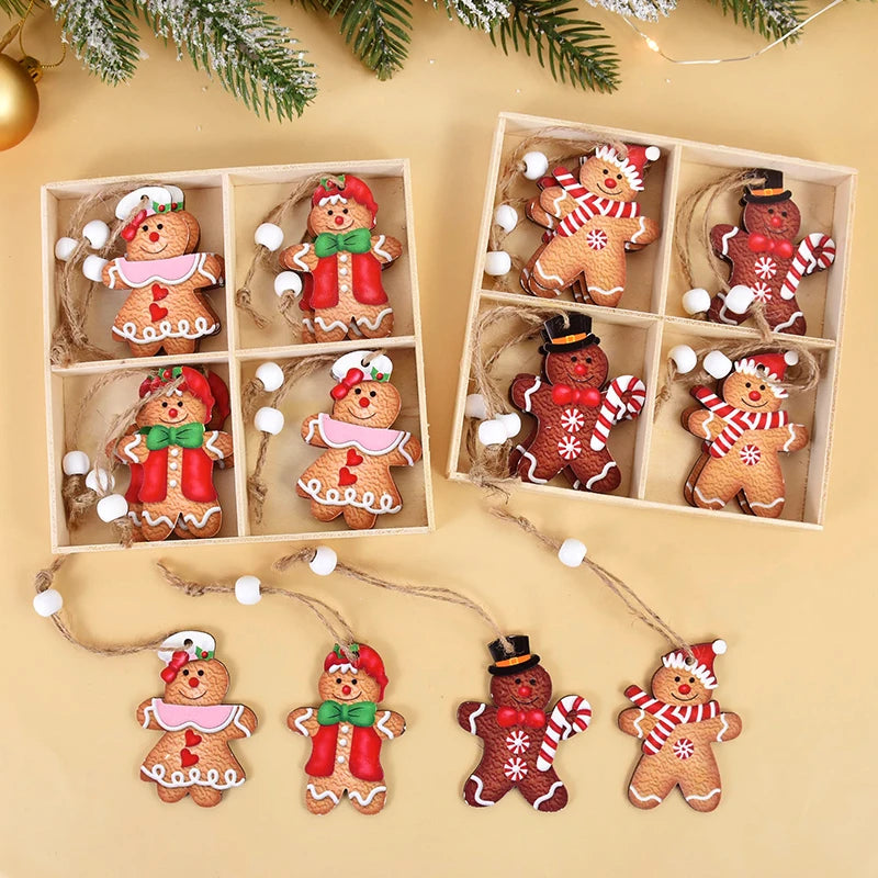 12 Wooden Gingerbread Man Ornaments for Christmas - Image 15