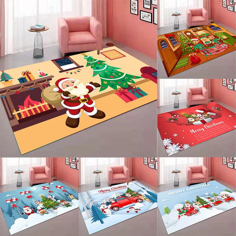 “Christmas Cartoon Santa Claus Anti-Slip Car Carpet”