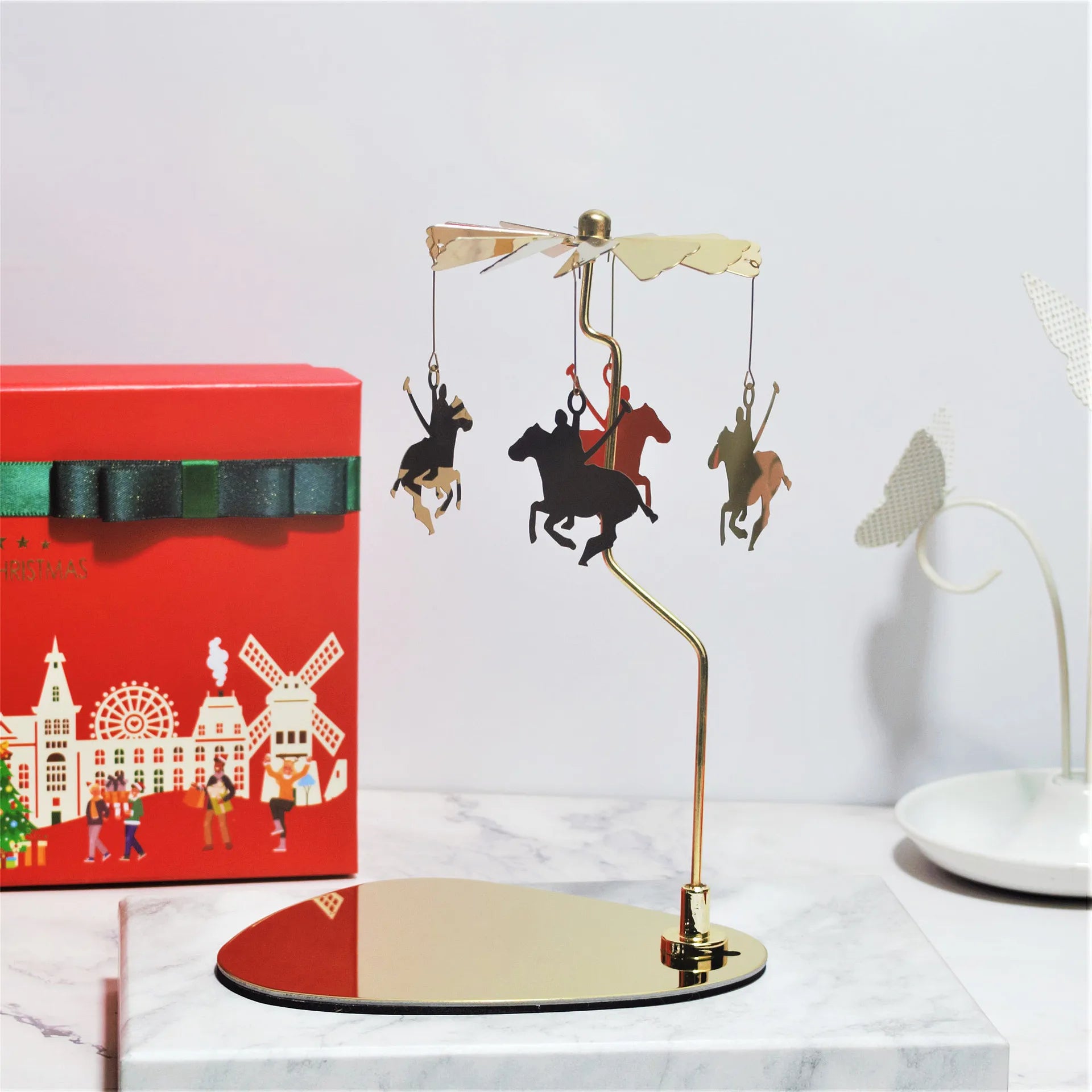 Elegant Rotating Triangle Tray Candle Holder for Christmas - Image 30