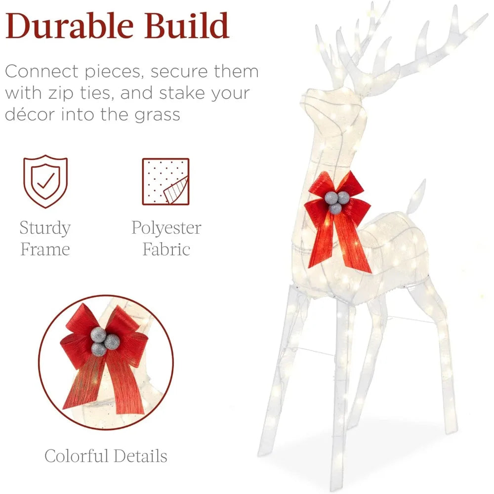 4ft LED Lighted Reindeer & Sleigh Yard Décor - Image 13