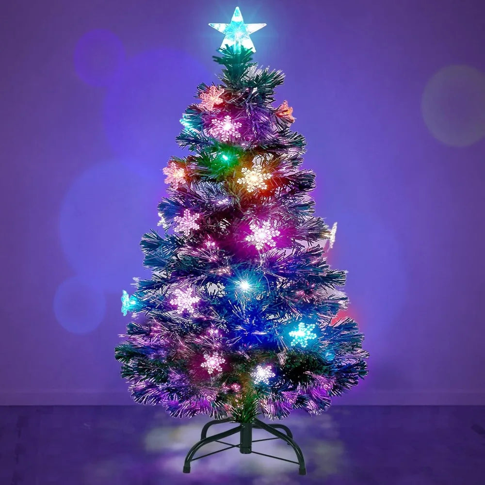 4FT Snowflake Top Star Christmas Tree with LED Lights
