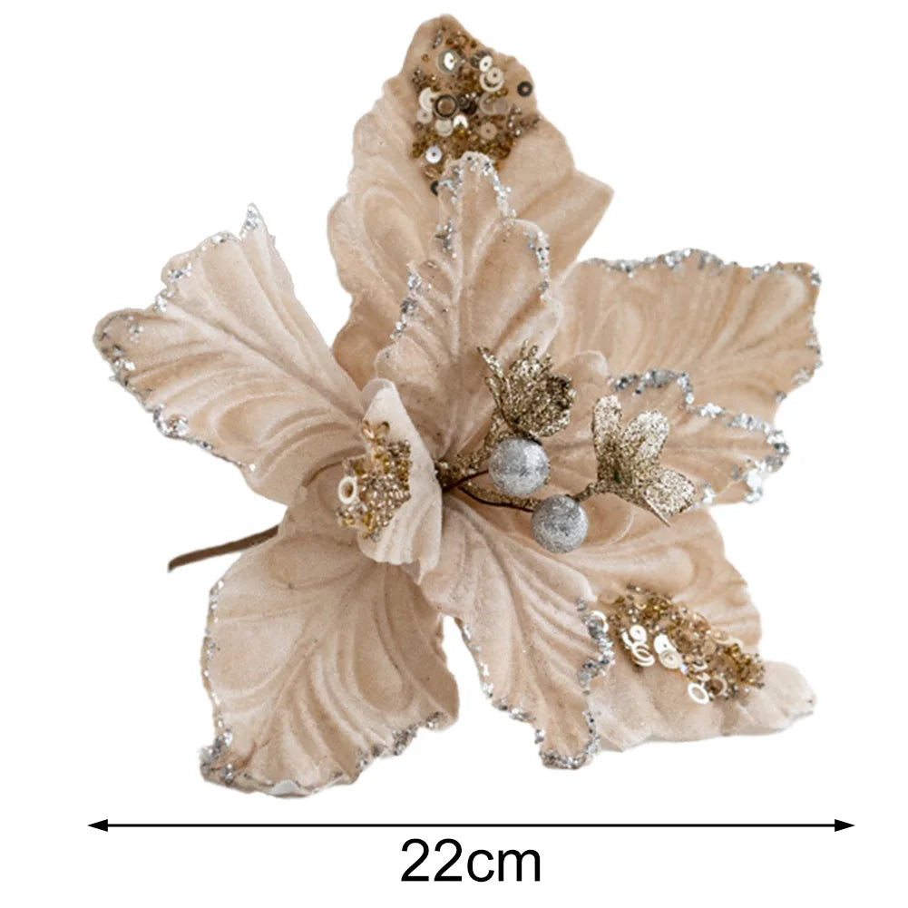 Elegant 22cm Artificial Christmas Flower Ornaments - Image 15