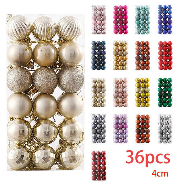 24/36pcs Festive Christmas Ball Ornaments Set