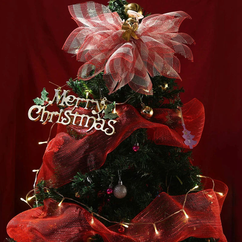 Christmas Red & White Metallic Mesh Ribbon - Perfect for DIY Decor! - Image 7