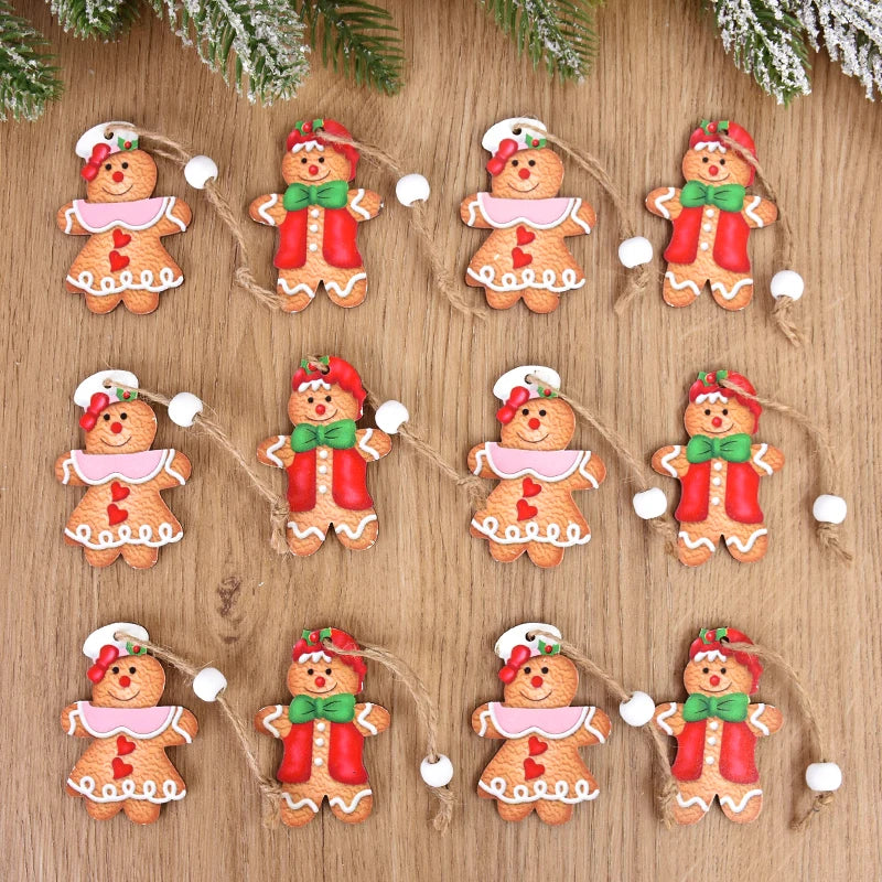 12 Wooden Gingerbread Man Ornaments for Christmas - Image 13