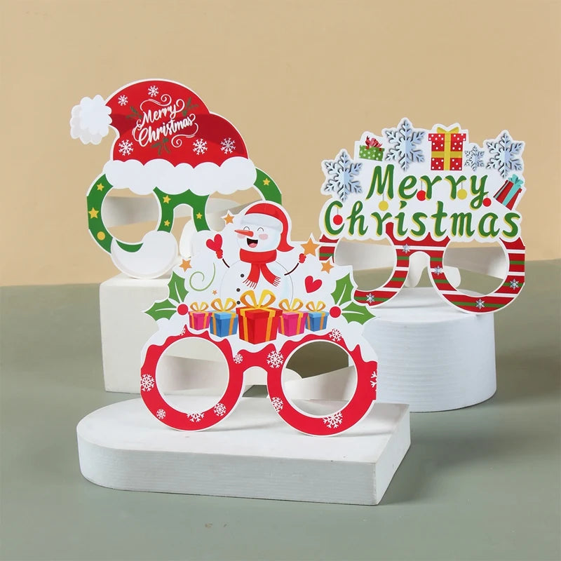 Festive Christmas Paper Glasses - Santa & Snowman Masks - Image 24