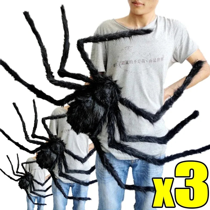 Giant Black Plush Spider Decorations for Halloween - Image 14