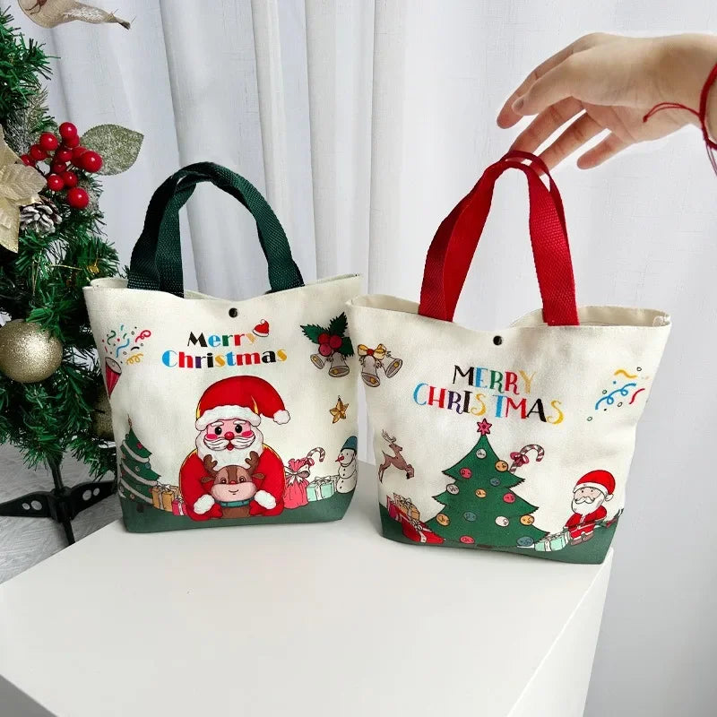 Festive Canvas Christmas Gift Bag - Santa & Elk - Image 5