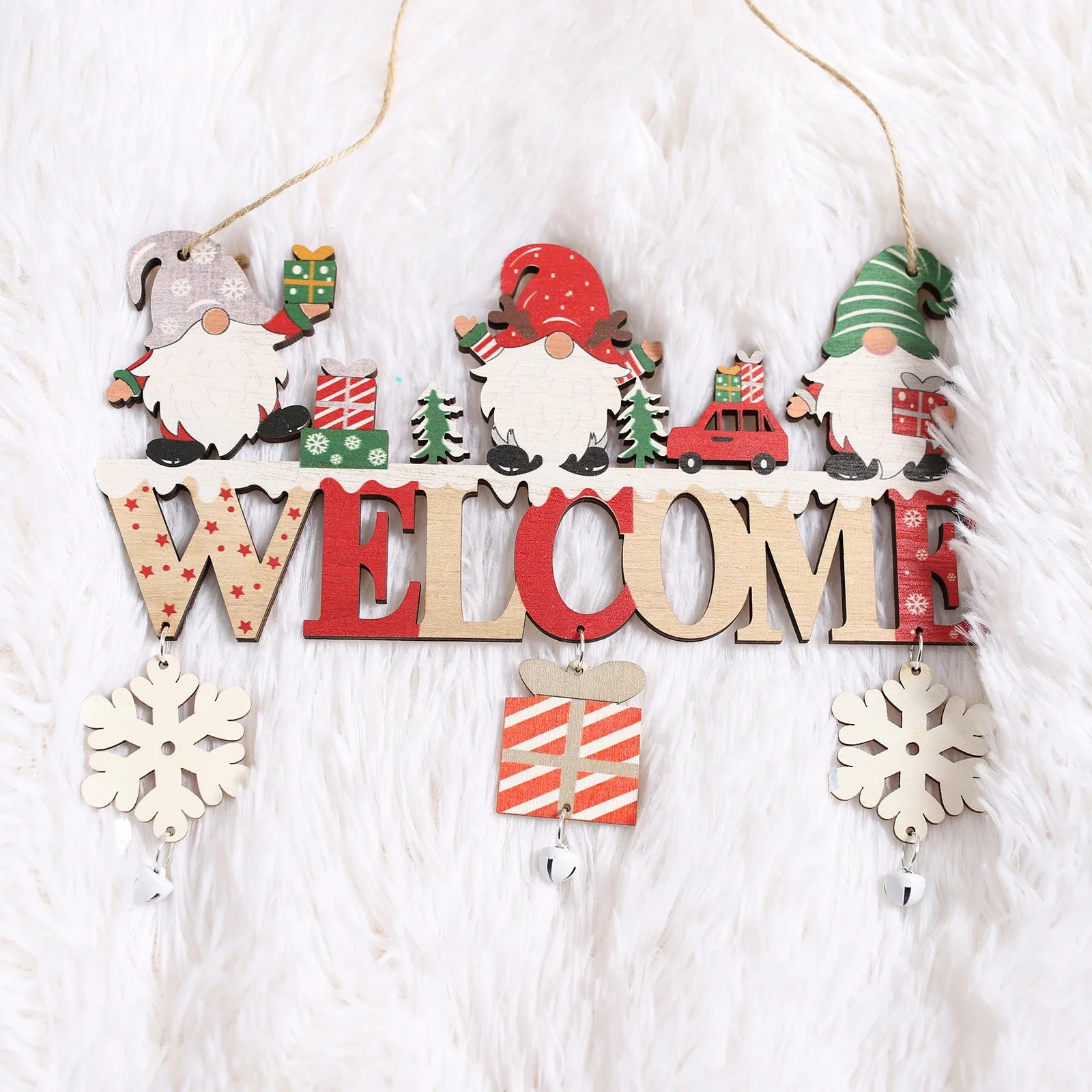 Charming Wooden Christmas Dwarf Door Hanger Decor - Image 12