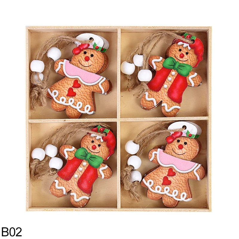 12 Pcs Wooden Gingerbread Man Ornaments for Christmas Decor - Image 4