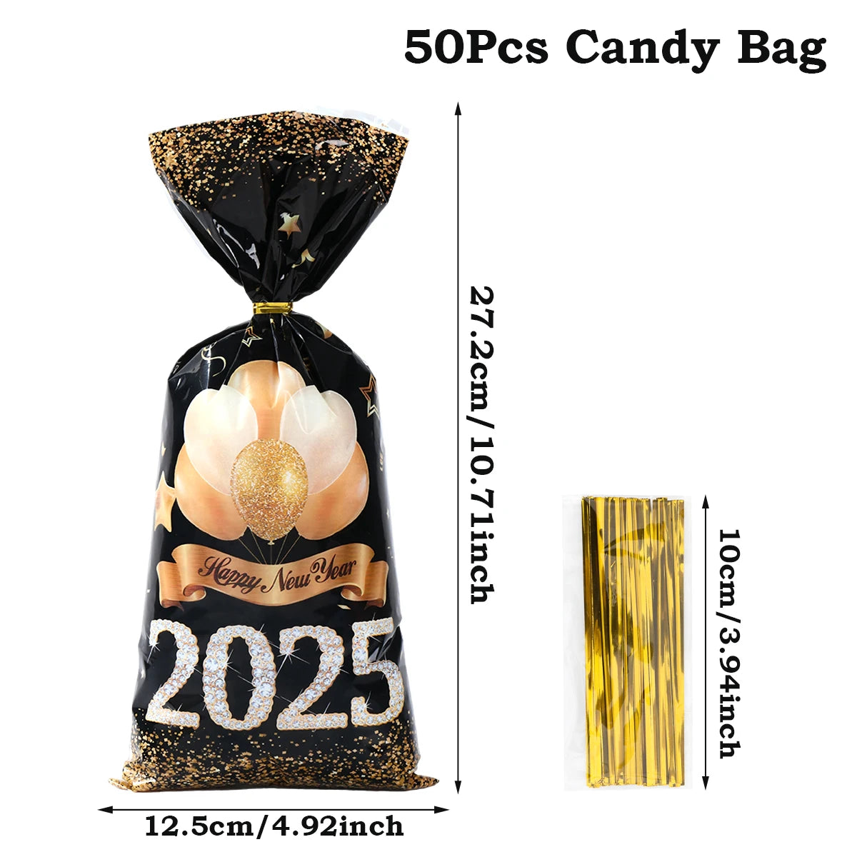 Elegant Black Gold Balloon Candy Bags for New Year - Image 8