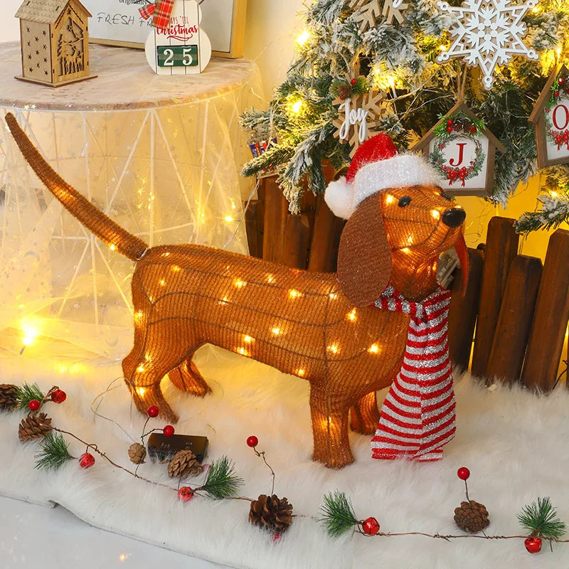 Festive Lighted Dachshund Christmas Decoration - 2.3ft