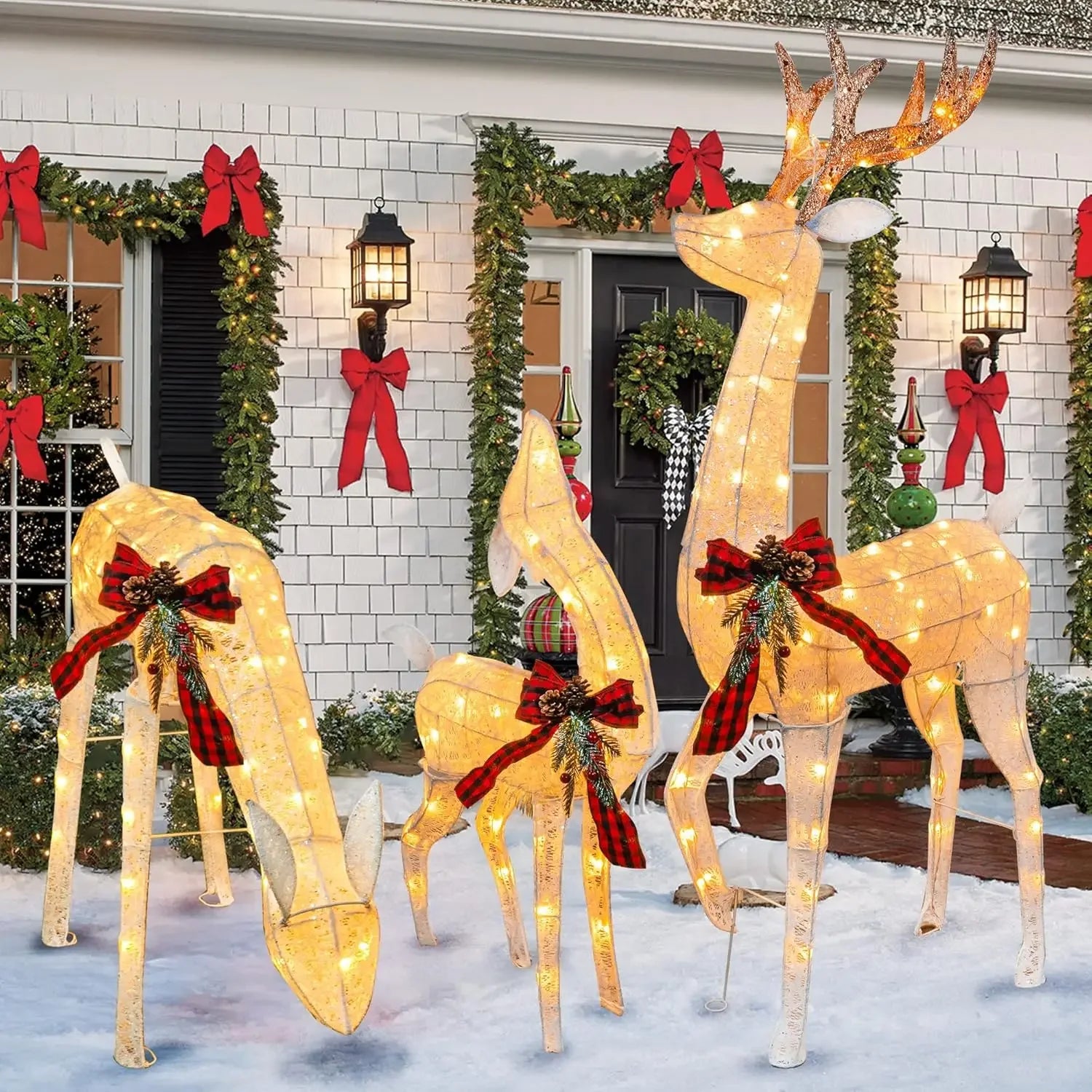 Enchanting 3-Piece Pre-Lit Christmas Reindeer Set - Image 8