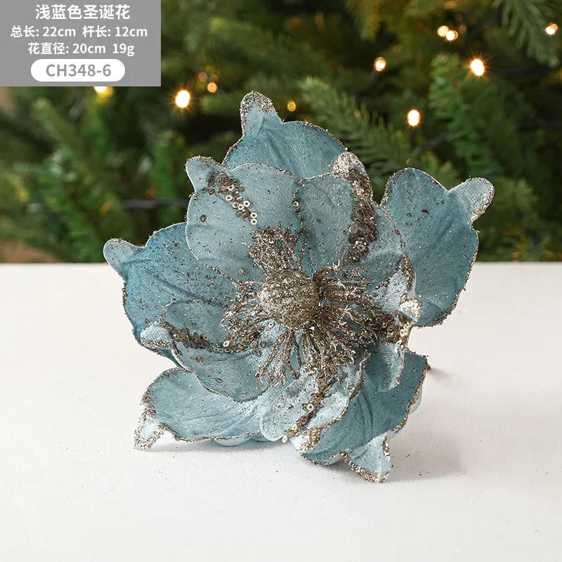 Elegant 22cm Christmas Floral Ornaments for Holiday Cheer - Image 11