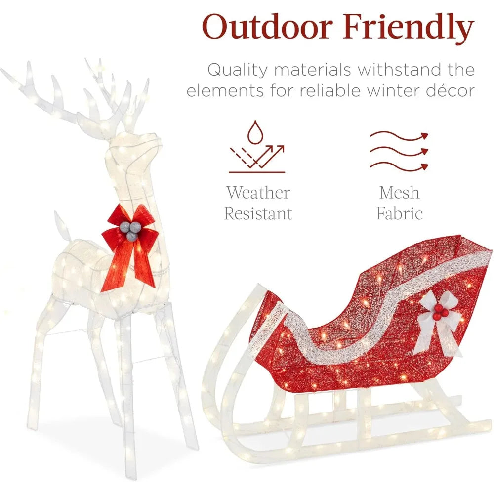 4ft LED Lighted Reindeer & Sleigh Yard Décor - Image 12
