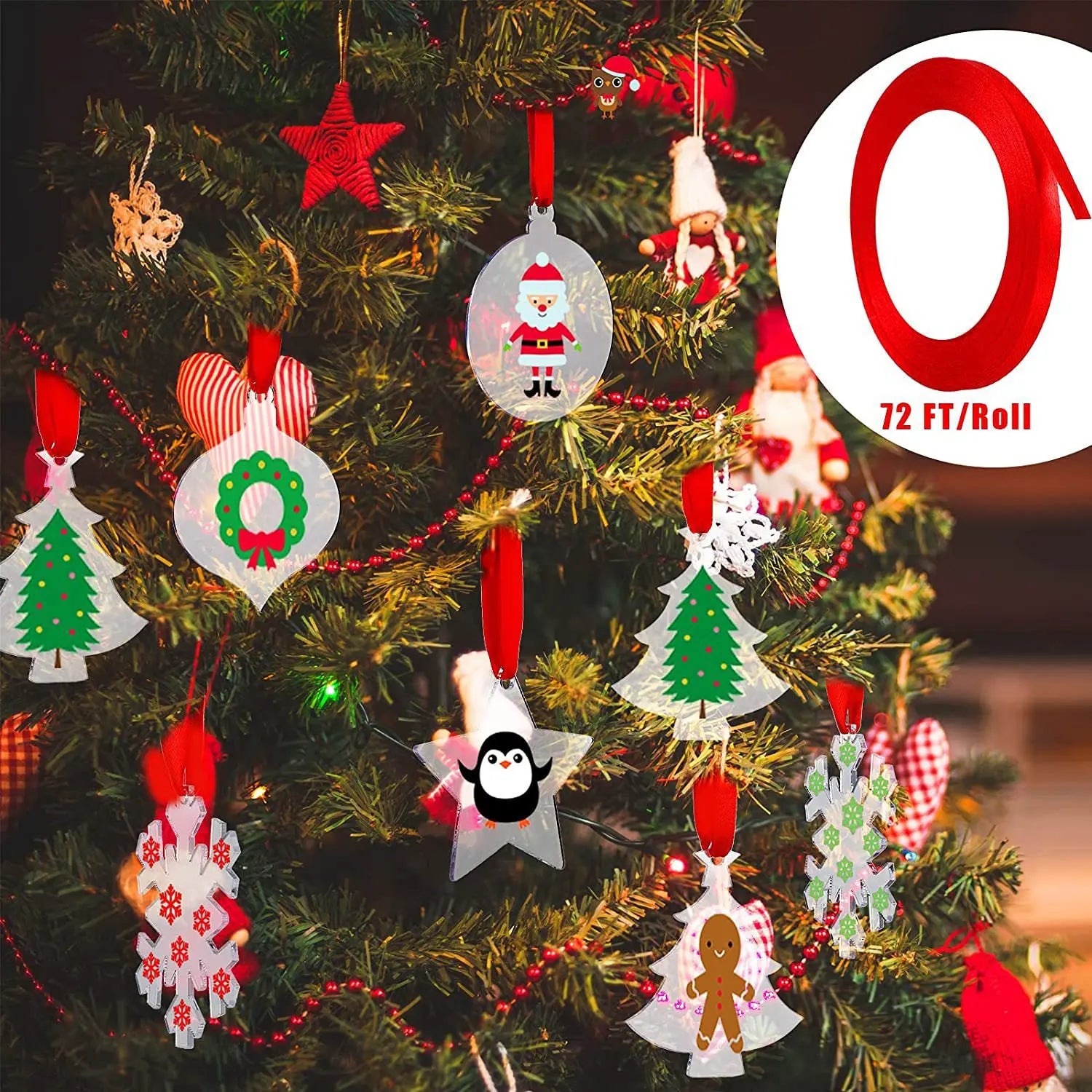 24Pcs DIY Blank Acrylic Christmas Tree Ornaments - Image 5