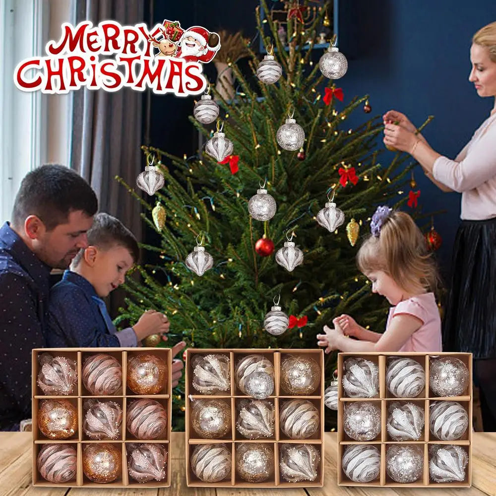 9Pcs Champagne Rose Gold Christmas Tree Ornaments - Image 12