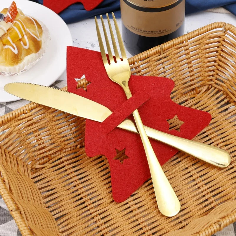Charming Christmas Tree Cutlery Covers for Festive Tables - Image 13