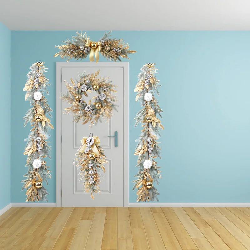 Golden Rattan Christmas Wreath for Festive Decor - Image 24