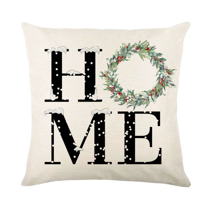 Festive Snowman Elk Linen Pillow Cover 45x45cm - Image 22