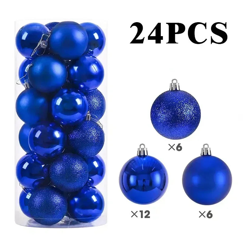 24-Piece 8CM Colorful Christmas Ball Ornaments Set - Image 12