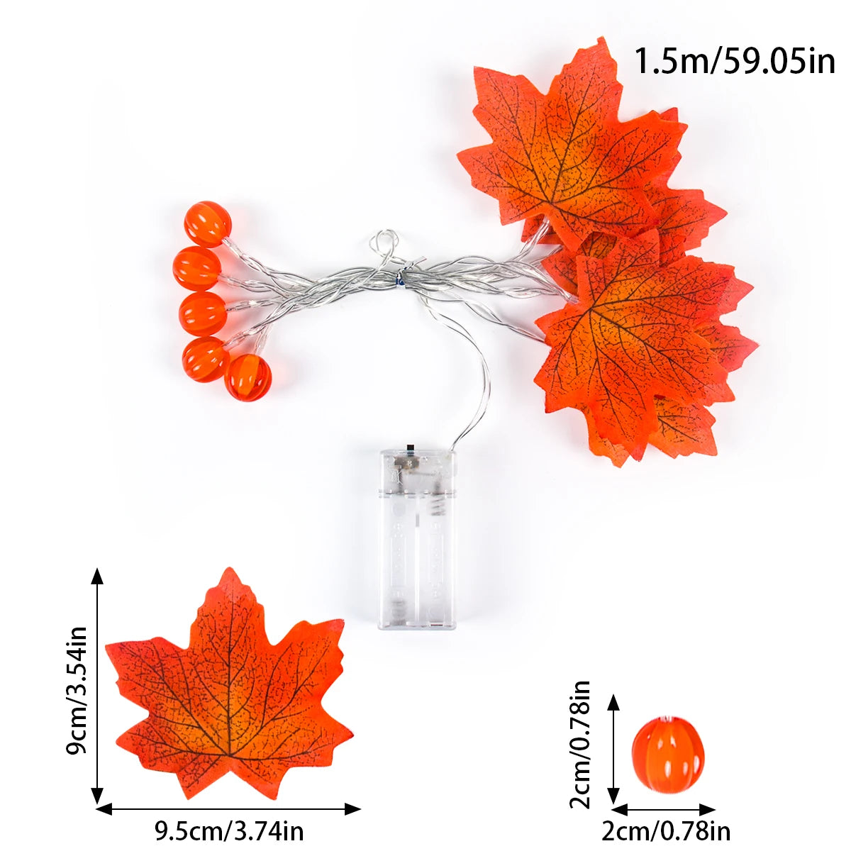 Festive Pumpkin & Maple Leaf String Lights - Image 12