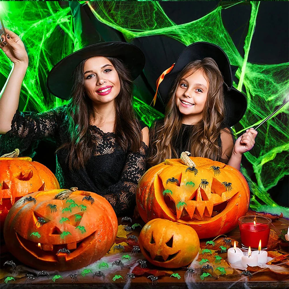 Haunting Luminous Spider Web with Spooky Spiders - Image 5