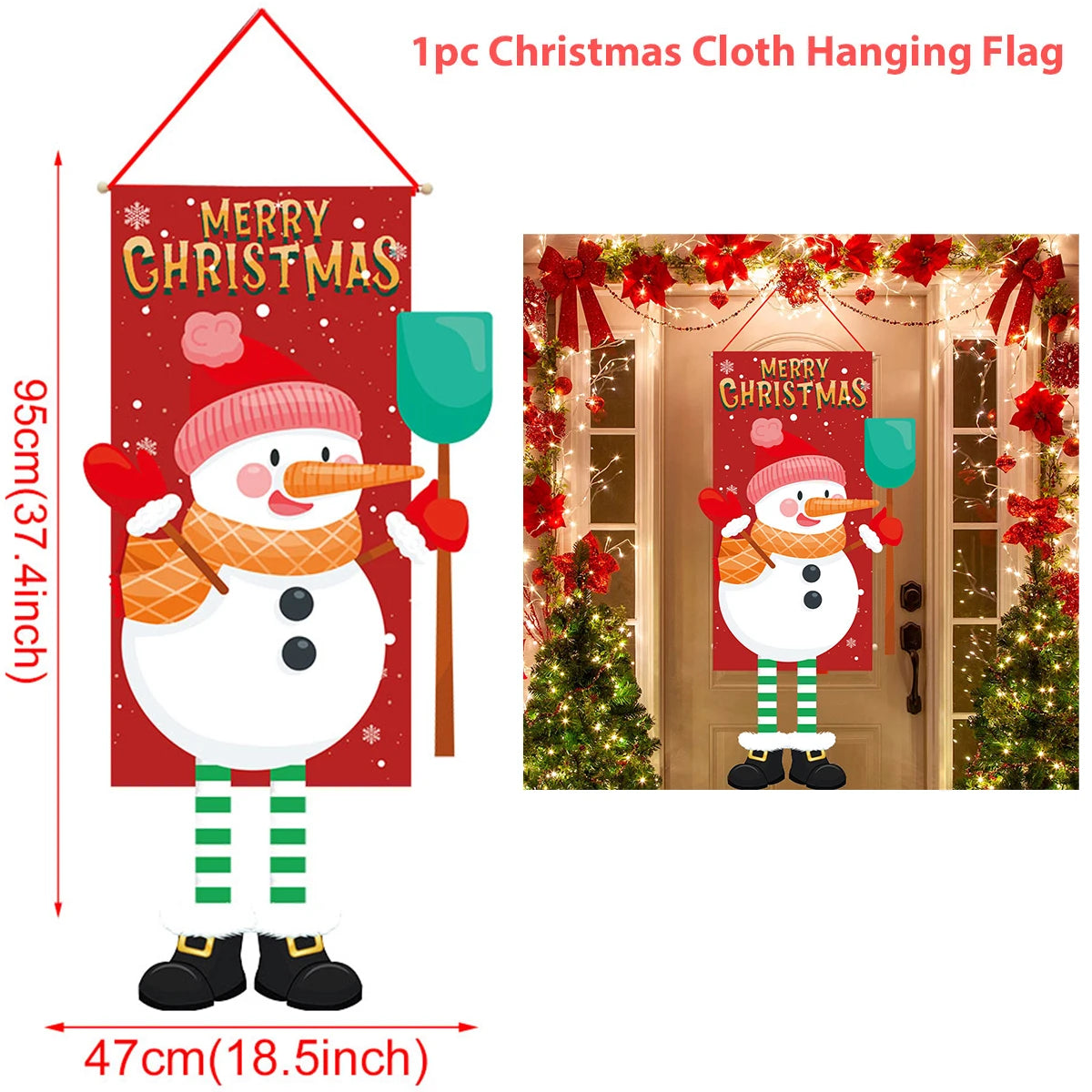 Festive Christmas Hanging Flag Banner for Home - Image 23