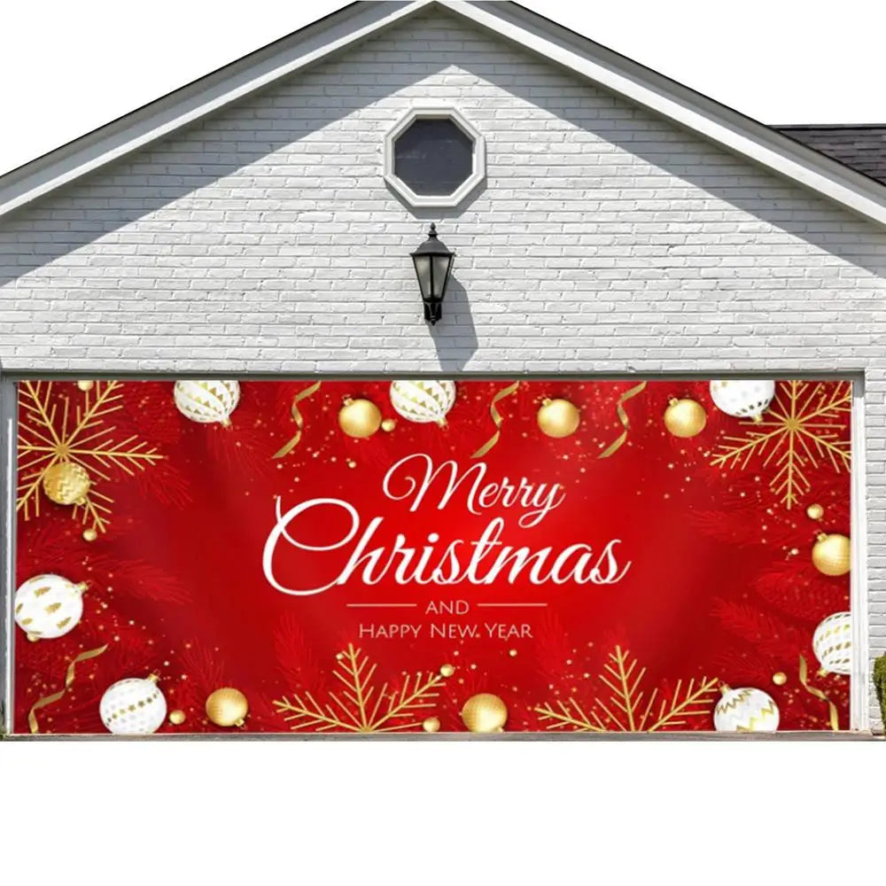 Charming Christmas Garage Door Banner: Santa & Snowman - Image 17