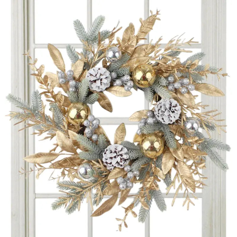 Elegant Gold Rattan Christmas Wreath for Door - Image 3