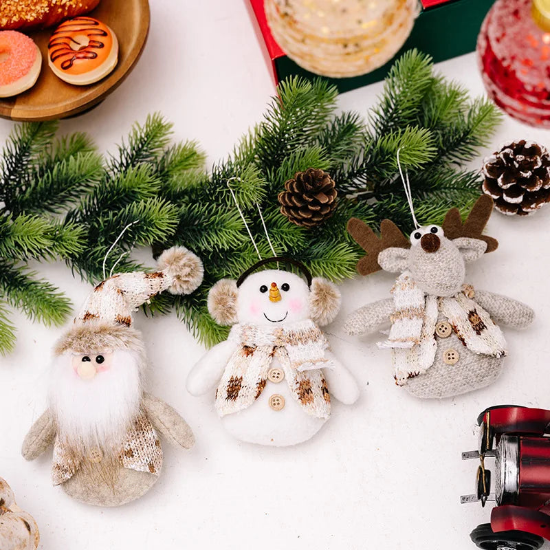 Charming Plush Santa, Snowman & Elk Ornaments - Image 5