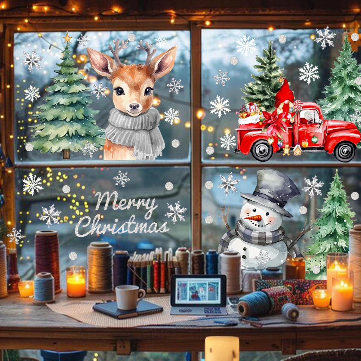 8-Piece Christmas Window Stickers for Festive Decor - Image 6