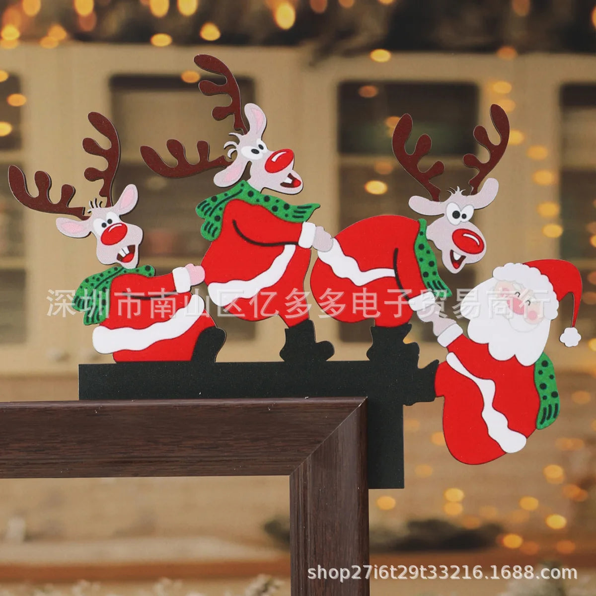 Festive Santa & Elk Wooden Door Frame Décor - Image 41