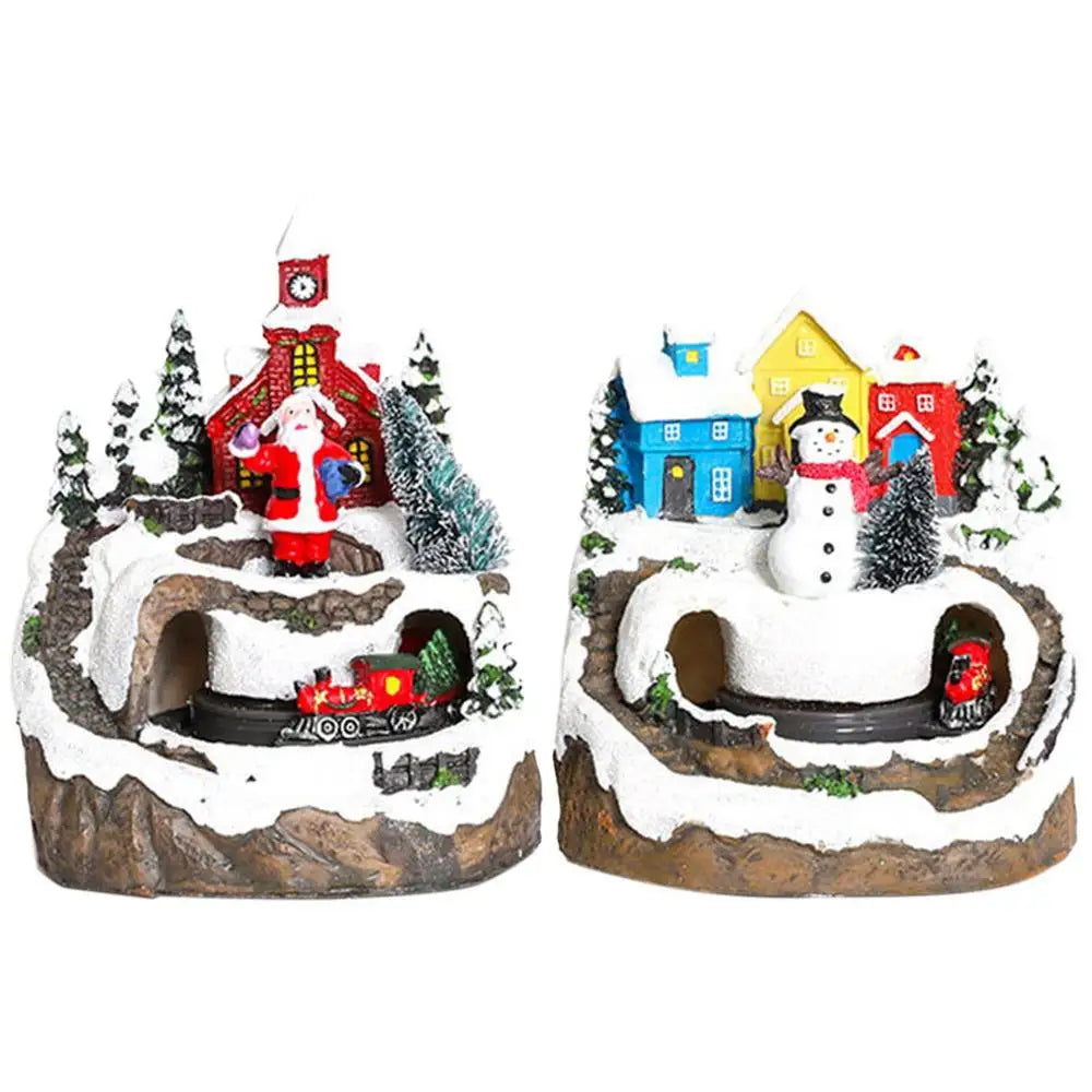 LED Rotating Train Scene Christmas Village Decor - Image 9