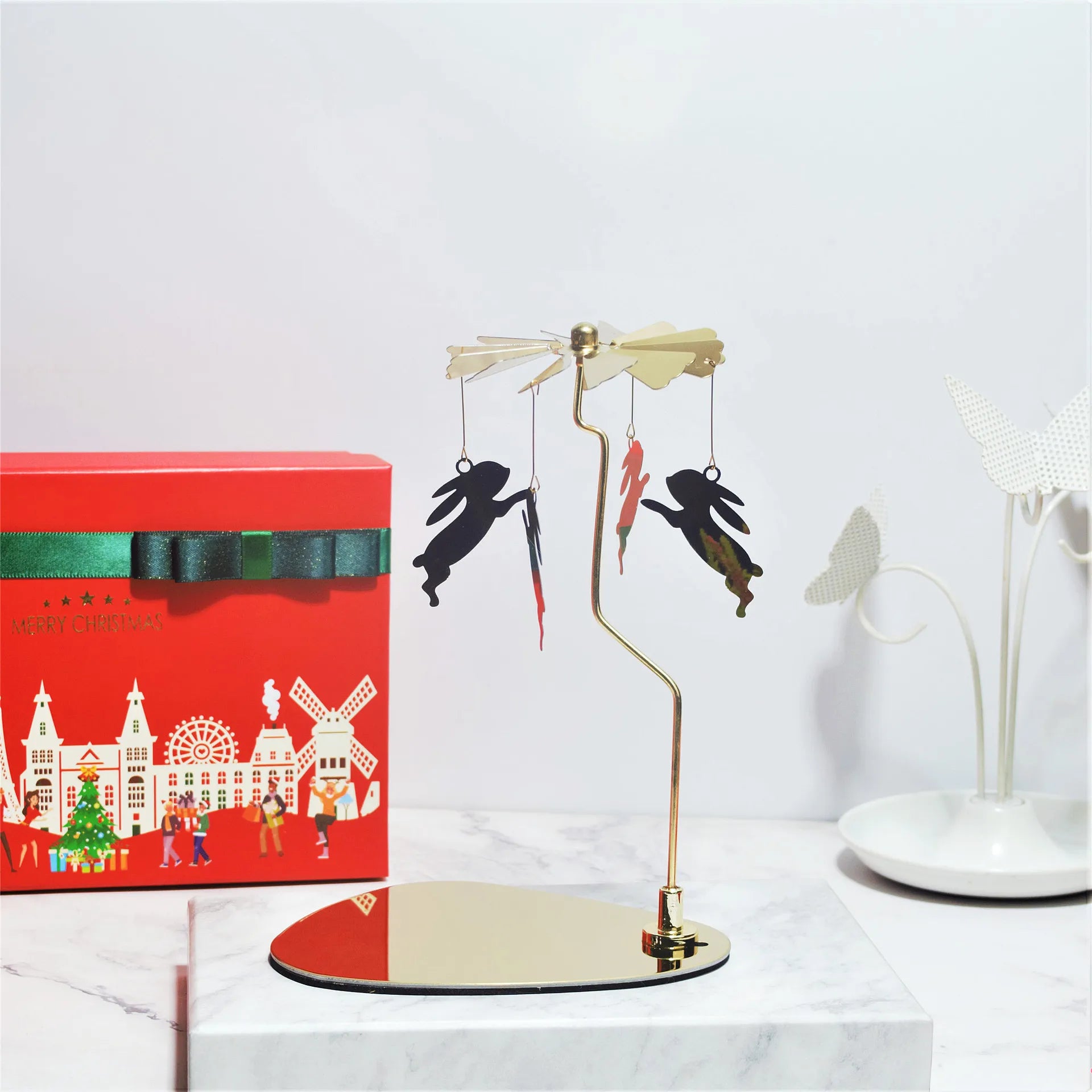 Elegant Rotating Triangle Tray Candle Holder for Christmas - Image 31