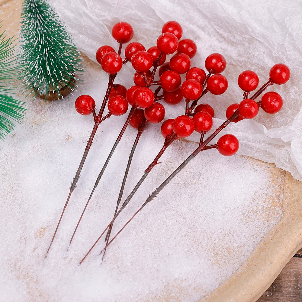 Festive Red & Gold Artificial Berries for Christmas Decor - Image 19