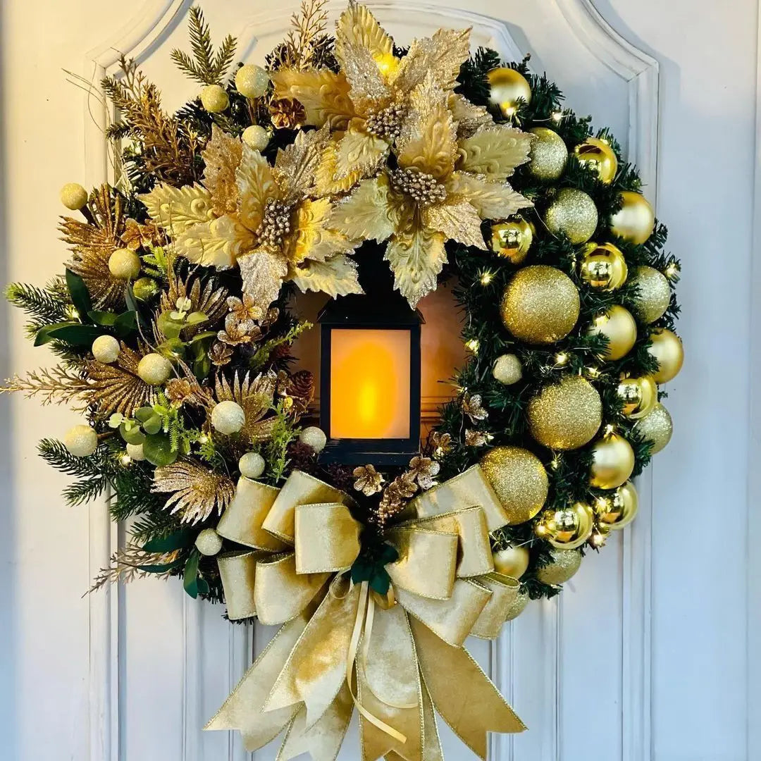 Festive Red and Gold Christmas Wreath for Doors - Image 8