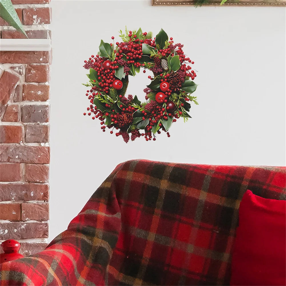 Festive Self-Adhesive Christmas Wreath Wall Decor - Image 5